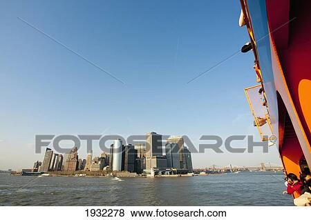 Stock Photo - Views Of Manhattan From The Staten Island Ferry, New York, Usa. Fotosearch