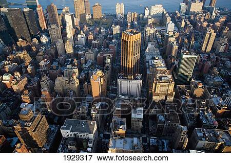 Views Of Manhattan From The Top Of The Empire State Building; New York, Usa View Large Photo Image Stock Photo - Views Of Manhattan From The Top Of The Empire State Building; New York, Usa. Fotosearch