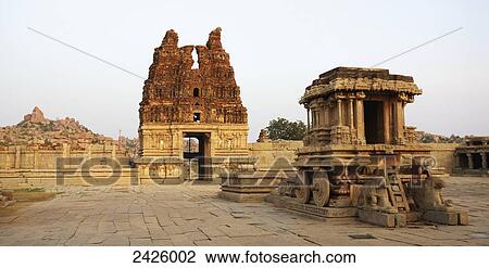 Stock Image - Vijayanagara ruins, Vittala Temple; Hampi, Karnataka, India. Fotosearch
