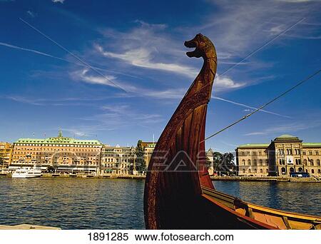 Stock Photography - Viking Boat And Skyline. Fotosearch