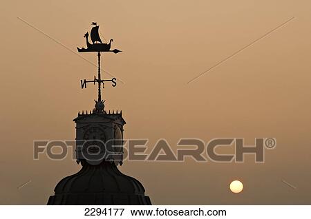 Stock Photo - Viking ship weather vane at Viking Bay; Broadstairs, Thanet, Kent, England. Fotosearch