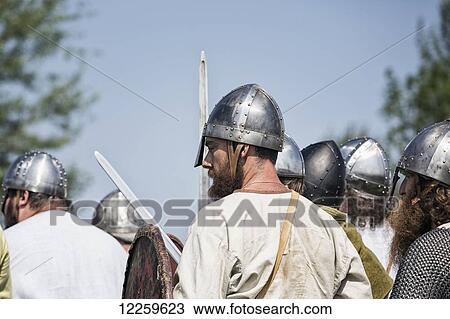 Stock Image - Vikings at the Icelandic Festival of Manitoba; Gimli, Manitoba, Canada. Fotosearch
