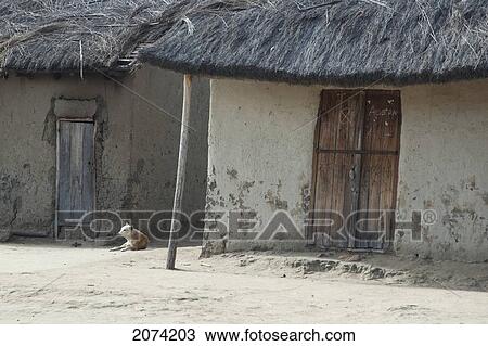 Stock Image - Village Along The Road Between Ranohira & Ambalavao, Fianarantsoa Province, Madagascar. Fotosearch