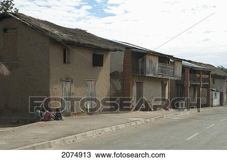 Stock Image - Village Along The Road Between Ranohira & Ambalavao, Fianarantsoa Province, Madagascar. Fotosearch