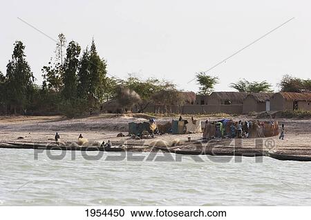 Village along the shores of the Niger River between Mopti and Lake Debo, Mali View Large Photo Image Stock Image - Village along the shores of the Niger River between Mopti and Lake Debo, Mali. Fotosearch