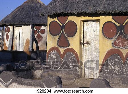 Picture - Village House Near Jacks Camp; Jacks Camp, Makgadikgadi Pans, Kalahari Desert, Botswana. Fotosearch