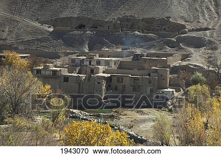 Stock Image - Village In Shekh Ali, Parwan Province, Afghanistan. Fotosearch