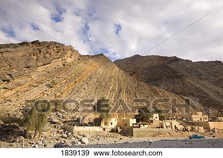 Village Of Al Khadra; Wadi As Sahtan, Hajjar Mountains, Oman View Large Photo Image Stock Photo - Village Of Al Khadra; Wadi As Sahtan, Hajjar Mountains, Oman. Fotosearch
