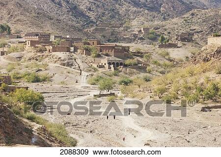 Stock Photo - Village Of Mud Brick Houses In The Khyber Pass, Federally Administered Tribal Areas, Pakistan. Fotosearch