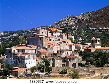 Village Of Pigna, Elevated View View Large Photo Image Stock Photo - Village Of Pigna, Elevated View. Fotosearch