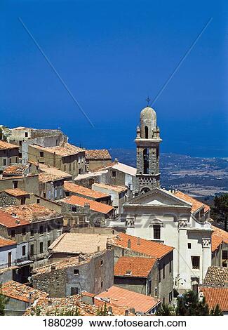 Village Of Speloncato, Elevated View View Large Photo Image Stock Photo - Village Of Speloncato, Elevated View. Fotosearch