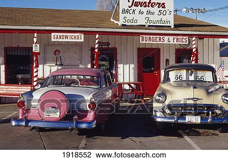 Vintage/Old Cars At Diner On Route 66 View Large Photo Image Stock Image - Vintage/Old Cars At Diner On Route 66. Fotosearch