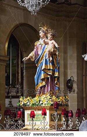 Stock Photo - Virgin And Child Statue In St. Marija Cathedral Inside The Citadel, Victoria (Rabat), Gozo Island, Malta. Fotosearch