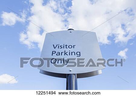 Picture - Visitor Parking only sign; Connecticut, United States of America. Fotosearch