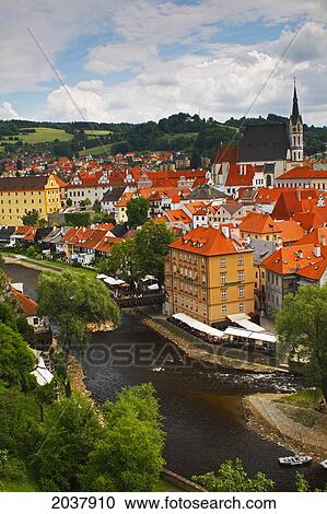 Vltava River And The Old Town; Chesky Krumlov Jihocesky Czech Republic View Large Photo Image Stock Image - Vltava River And The Old Town; Chesky Krumlov Jihocesky Czech Republic. Fotosearch