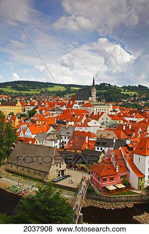 Vltava River And The Old Town; Chesky Krumlov Jihocesky Czech Republic View Large Photo Image Stock Photo - Vltava River And The Old Town; Chesky Krumlov Jihocesky Czech Republic. Fotosearch