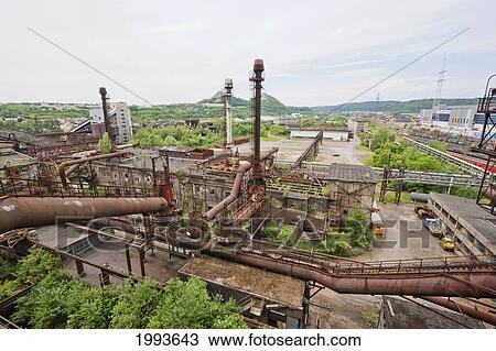 Stock Image - Volklinger Hutte (Volklingen Ironworks) from the top platform, Volklingen, Germany. Fotosearch