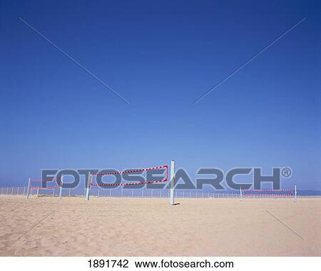 Stock Image - Volley Ball Nets On Venice Beach. Fotosearch