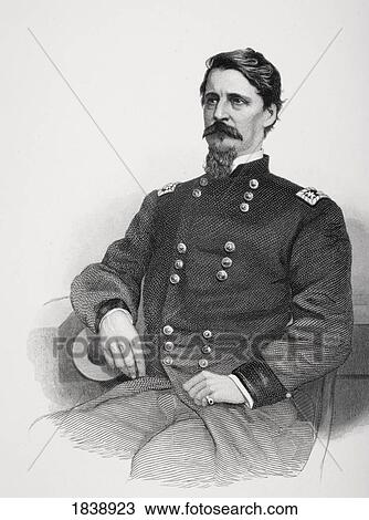 Stock Image - W. S. Hancock 1824 To 1886. Union General During American Civil War. From Photograph By Matthew Brady. Fotosearch
