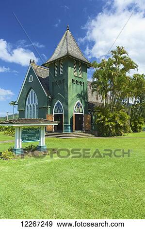 Stock Photo - Waioli Huiia Church; Hanalei, Kauai, Hawaii, United States of America. Fotosearch