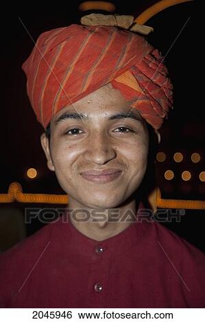 Stock Photograph - Waiter At Castle Mandawa, Rajasthan, India. Fotosearch