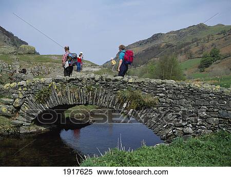 Stock Photography - Walkers Crossing A Bridge ÃƒÆ’Ã‚Â¡. Fotosearch