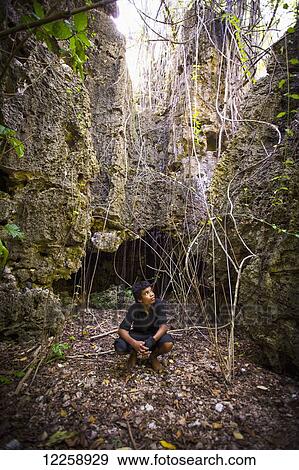 Stock Photo - Walking into the reef; Nauru Island. Fotosearch