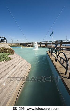 Stock Photograph - Walkway Along The Water; South Shields, Tyne And Wear, England. Fotosearch