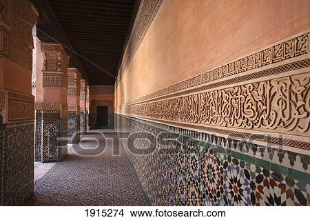 Picture - Wall In Ben Youssef Madrassa. Fotosearch