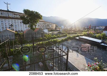 Stock Image - Wall Of Niches Of The Yungay Cemetery, Yungay, Ancash, Peru. Fotosearch
