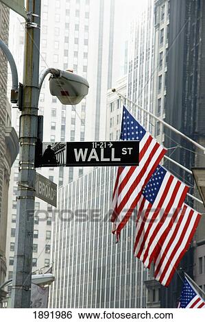 Wall Street Sign In Lower Manhattan View Large Photo Image Stock Photograph - Wall Street Sign In Lower Manhattan. Fotosearch