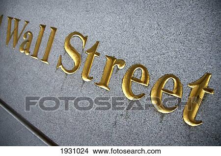 Picture - Wall Street Sign; Wall Street Sign, Lower Manhattan, New York City, Usa. &#13; &#10. Fotosearch