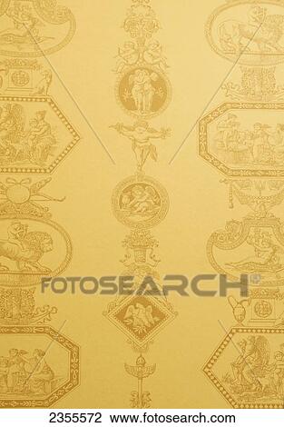 Stock Image - Wallpaper In Ashford Castle; County Galway, Ireland. Fotosearch