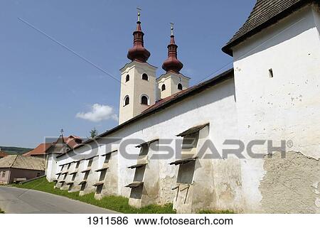 Stock Photograph - Walls Of Church In Divin, Slovakia. Fotosearch