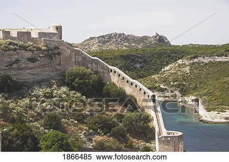 Walls Of The Citadel In Bonifacio, Corsica, France View Large Photo Image Stock Photography - Walls Of The Citadel In Bonifacio, Corsica, France. Fotosearch
