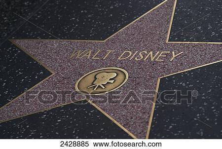 Stock Photography - Walt Disney Star, walk of fame; Los Angeles, California, United States. Fotosearch