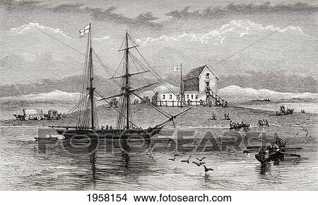 Walvis Bay, Namibia, South Africa In The 19Th Century. From Africa By Keith Johnston, Published 1884. View Large Photo Image Picture - Walvis Bay, Namibia, South Africa In The 19Th Century. From Africa By Keith Johnston, Published 1884.. Fotosearch