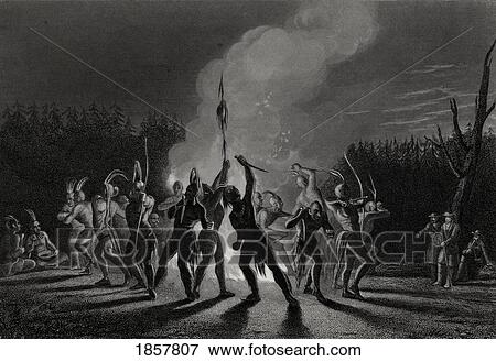 Stock Photo - Washington And Fairfax At An Indian War Dance 1748 George Washington 1732-1799 First President Of The United States Thomas Fairfax 1692-1781 6Th Lord Fairfax Of Cameron From A 19Th Century Print Engraved By J Rogers After J Mcnevin. Fotosearch