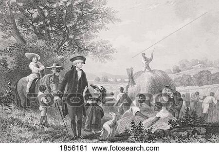 Stock Image - Washington At Mount Vernon Usa. George Washington 1732 - 1799. First President Of The United States. From The Book Gallery Of Historical Portraits Published C. 1880.. Fotosearch