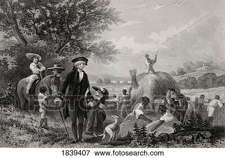 Stock Photo - Washington At Mount Vernon Usa George Washington 1732-1799 First President Of The United States From A 19Th Century Print Engraved By J Rogers After Mcnevin. Fotosearch