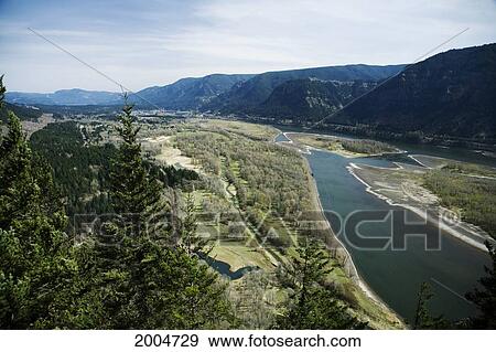 Washington, Columbia River Gorge National Scenic Area, Viewpoint Of Columbia River From Beacon Rock. View Large Photo Image Stock Photo - Washington, Columbia River Gorge National Scenic Area, Viewpoint Of Columbia River From Beacon Rock.. Fotosearch