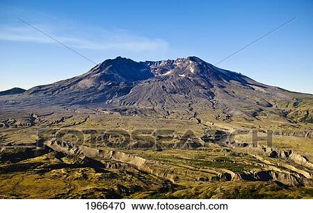 Stock Image - Washington, Mount St. Helens National Volcanic Monument, View Of Mount St. Helens From Johnston Ridge.. Fotosearch