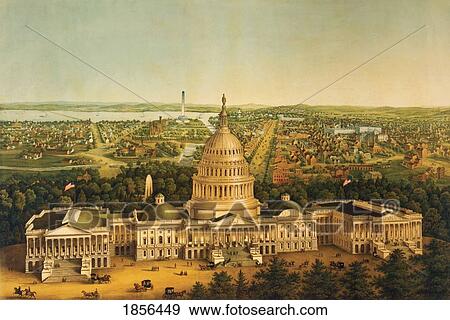 Stock Photo - Washington United States Of America View Of The City Circa 1868 With U. S. Capitol Foreground From A 19Th Century Print By E. Sache And Company Of Baltimore. Fotosearch