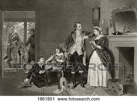 Stock Image - Washingtons First Interview With Mrs Custis George Washington 1732 To 1799 Martha Dandridge Custis Washington 1731 To 1802 After Alonzo Chappel From Life And Times Of Washington Volume 1 Published 1857. Fotosearch