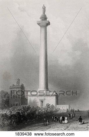 Stock Photo - Washingtons Monument Baltimore Usa George Washington 1732-1799 First President Of The United States From A 19Th Century Print Engraved By D Thompson After W H Bartlett. Fotosearch