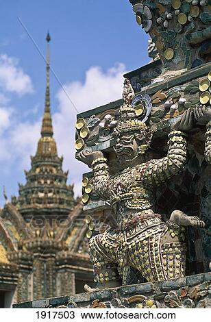 Stock Image - Wat Arun Ceramic Detail On Prang. Fotosearch