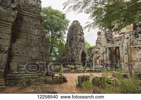 Stock Image - Wat Banan; Battambang, Cambodia. Fotosearch