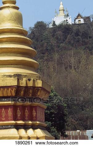 Wat Sen And Wat Pousi On Hill View Large Photo Image Stock Image - Wat Sen And Wat Pousi On Hill. Fotosearch
