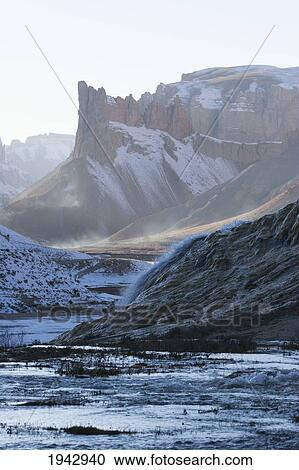 Stock Image - Water Cascading Down The Travertine Walls Of Band-I-Haibat (Dam Of Awe), Band-I-Amir, Bamian Province, Afghanistan. Fotosearch