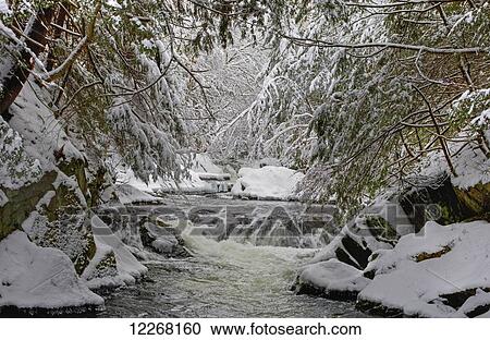 Water flowing in a river with snow covered shoreline; Fulford, Quebec, Canada View Large Photo Image Stock Image - Water flowing in a river with snow covered shoreline; Fulford, Quebec, Canada. Fotosearch